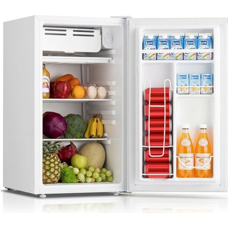 Mini-réfrigérateur Erivess 90 litres avec congélateur, petit réfrigérateur à une porte avec 7 thermostats réglables, économie d'énergie, faible niveau sonore, idéal pour les dortoirs, les bureaux, les (1/5)