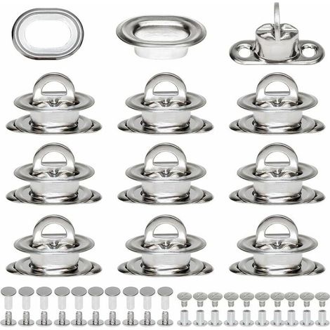 Ovale Drehverschlussösen aus vernickeltem Messing, Planen-Drehriegel mit Gegennieten und Nieten für DIY-Lederhandwerkszubehör, Handtaschenbeschläge H298 (1/5)