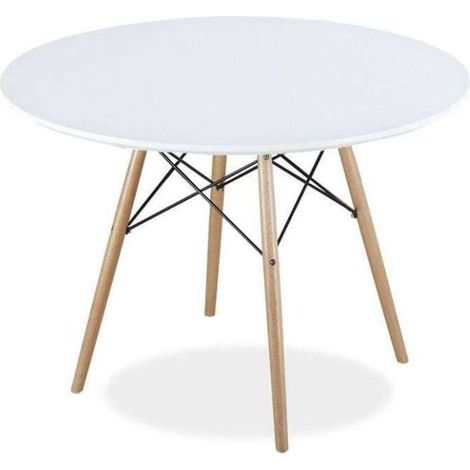 Mesa redonda en blanco modelo Vandyk. 100 cm(ancho) 73 cm(altura)