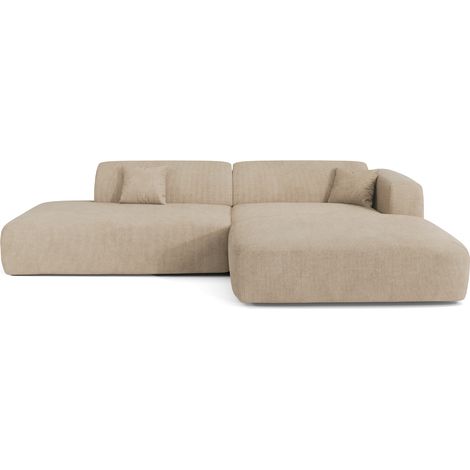 Canapé angle droit ouvert 5 places en velours côtelé beige MYRA (1/5)