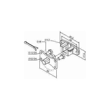 Nice 525.10063 - Staffa Perno quadro 10 mm + staffa, con fori a interasse 48 mm