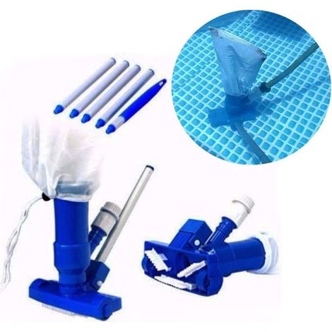 Aspirateur À Jet De Piscine, Nettoyeur À Jet D'aspirateur De Piscine Portable avec Brosse, Sac Et Poteau, Accessoires De Nettoyage De Piscine pour Spa De Fontaine De Piscine (1)
