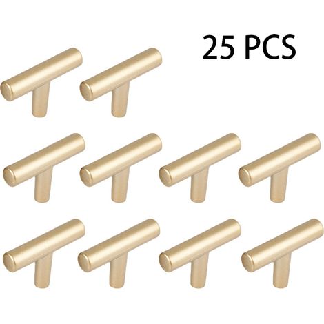 Set mit 25 Stück 2 Zoll langen Küchenschrankgriffen aus sandfarbenem und goldfarbenem Zinklegierung
