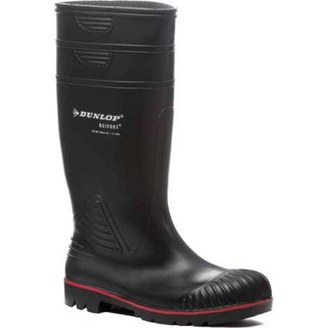 Dunlop – Bottes de sécurité S5 noires – Pointure 43 – Semelle acier – Résistantes aux huiles et acides – Pour chantiers humides (1/7)