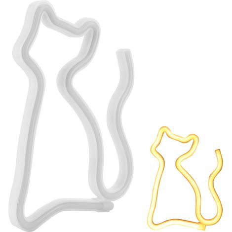 Applique murale LED en forme de chat néon, idéale pour les demandes en mariage, les mariages, les fêtes de famille, les anniversaires, la décoration de chambres d'enfants, alimentée par USB ou par pil (1/5)