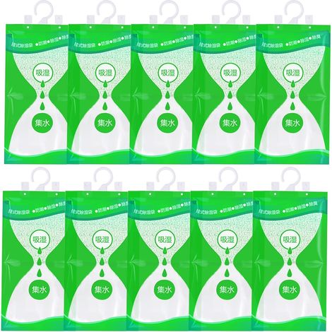 Déshumidificateurs d'armoire Lot de 10 Absorbeur d'Humidité Placard 100g Déshumidificateur Suspendu Anti-Moisissure Sachet Anti Humidité Pour Placards, Voiture, Chambre (1/5)