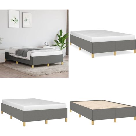 Bettgestell ohne Matratze Dunkelgrau 120x200 cm Stoff - Bettrahmen - Doppelbett - Boxspringbetten - Lattenrost - Schlafzimmermöbel - Home & Living (1/5)