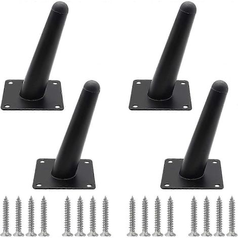 Pieds de meuble réglables, pieds de meubles inclinés, ensemble de 4 pièces dorés pieds de canapé médiévaux, pieds de table basse robustes pieds de chaise fuselés, M 4 pouces 10 cm, type incliné noir (1/5)