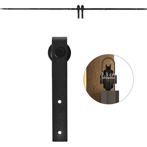 Accesorios para puertas correderas, diseño que ahorra espacio, acero al carbono duradero, negro, 2 m (1/2)