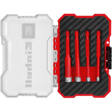 Original Einhell XS-CASE 4-tlg. Diamant-Fliesenbohrer-Set (Trockenschnitt, 7-mm-Diamantbesatz, Paraffinfüllung, superdünner Turbo-Schneidrand, E 6.3 Schaft inkl. Aufbewahrungsbox) (1/3)