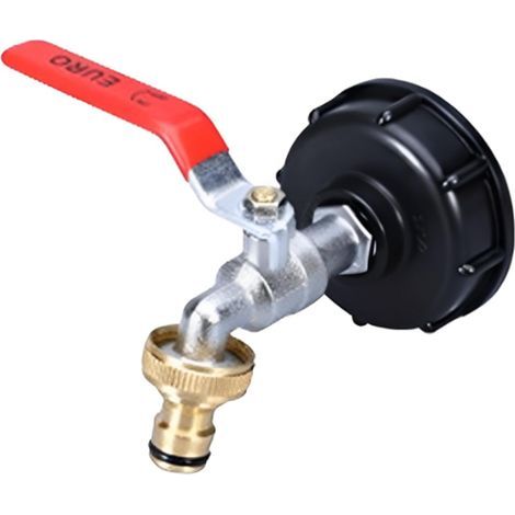 Wasserhahn für 1000-Liter-Wasserrückgewinnungstank – Messing PP – 60 mm (3/4") Gewinde – 1/2" Doppelhahnadapter (1/5)