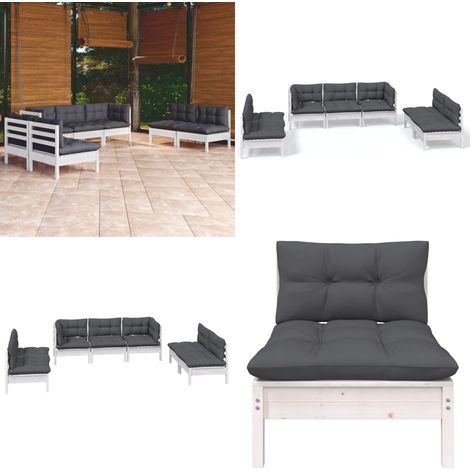 7-tlg. Garten-Lounge-Set mit Kissen Kiefer Massivholz - Gartenzubehör - Lounge Set - Gartenmöbel - Outdoor Möbel - Rattan Gartenmöbel - Home & Living (1/5)