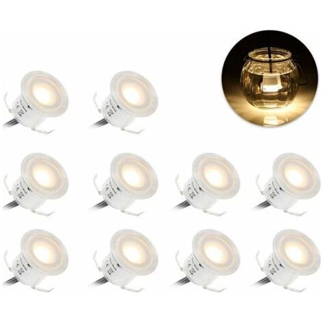 Kit d'Éclairage de Pont à LED Encastré, 10 Pièces, Faible Tension 12V, Lampadaire LED Étanche IP67 Blanc Naturel 22 mm, Convient pour Marches, Escaliers, Cours, Terrasses en Bois (1/5)