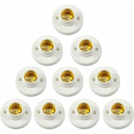 E27 Support De Lampe, Douille a Vis Murale,Adaptateur de Convertisseur de Base d'ampoule LED, pour Ampoule E27 Douille à vis Ronde en Plastique 10PCS (1/5)
