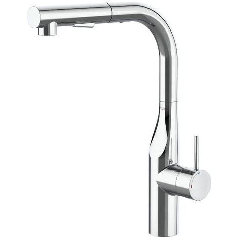 Roca Glera grifo monomando repisa para cocina con caño recto giratorio y ducha extraíble A5A854DC00 (1/4)