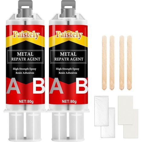 Colle métallique extra forte imperméable, résistante à la chaleur, convient pour la réparation de fissures de surface dans l'acier inoxydable, le plastique, le métal, le bois, la céramique (160 g) (1/5)