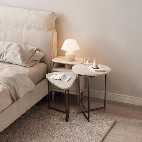 Table basse coloris ameican blanc Oak en métal (1/5)