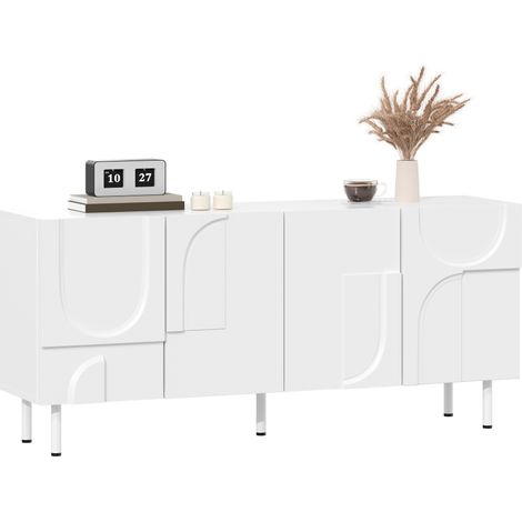 Geometrischer Designer Esszimmer Sideboard – Modernes, Funktionales Möbelstück mit Unregelmäßigen Kurven, Mehrfach-Aufbewahrung und Stilvollem Weiß – Perfekt für Minimalismus & Moderne Einrichtung