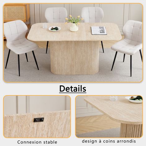Wokaka – Table de salle à manger ovale 160 cm – Panneau MDF résistant aux rayures – Pour 4 à 8 personnes – Design moderne chêne