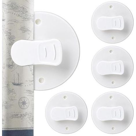 Shower curtain clips - Self-adhesive shower curtain clips - Shower curtain clips - Shower curtain brackets - Bathroom shower curtain clips - Windproof clips - 4-pack (1/5)