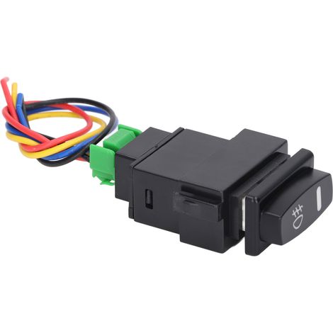 Bouton poussoir 12V 10A pour feux antibrouillard avec indicateur LED fond lumineux, faisceau de câblage auto, modification de commutation. (1/5)