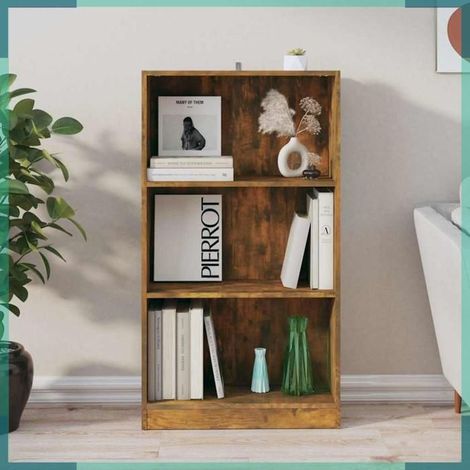 Bibliothèque - 815087 - chêne fumé - 60 x 24 x 109 cm - bois d'ingénierie (1/5)