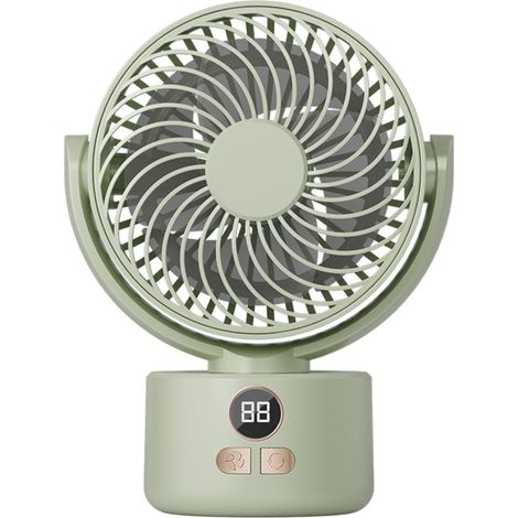 Ventilateur de table USB blanc – 1200mAh rechargeable, 3 vitesses, silencieux (25dB), inclinable à 140°, oscillation à 120° (1/5)
