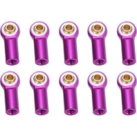 10 pièces Douille à Rotule en Aluminium M3 avec Tige de Liaison pour Voiture RC 1/10 AXIAL SCX10, Violet (1/5)