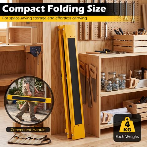 Lot de 2 tréteaux pliables en métal avec surface anti-basculement et pieds à ouverture rapide pour bricolage et chantier (1/5)