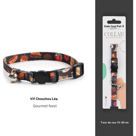 Collier pour chat avec clochette - Sécurité anti-étranglement - Couleurs tendance - Convient aux chats ayant un tour de cou de 15 à 30 cm