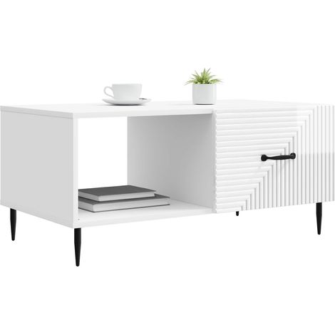 Maison Exclusive - Couchtisch Hochglanz Weiß 90 x 50 x 40 cm Holz