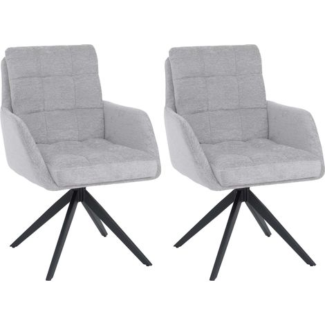 Set 2x sedie poltroncine con seduta girevole HHG-705 riposizionamento automatico seduta tessuto ciniglia, beige