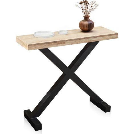Mueble de recibidor consola 90x30 cm Xeon Roble salvaje - Negro (ancho) x 80cm (alto) (1/5)