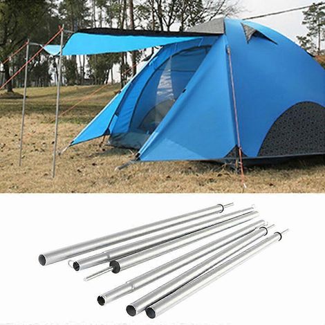 Lot de 2 piquets télescopiques universels en fer, réglables et adaptés au camping en extérieur (parc, prairie, etc.). (1/5)