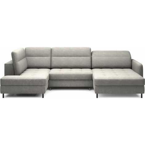 Divano angolare convertibile BERTHO 306 cm grigio - Angolo destro con contenitore (1/5)