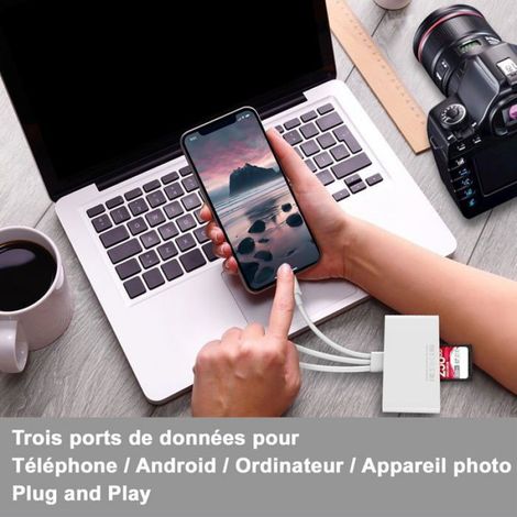 Lecteur De Carte A Puce - Type-C - Compatible Carte D Identite Et SIM - Lecteur USB Externe - 1 Unite (1/5)