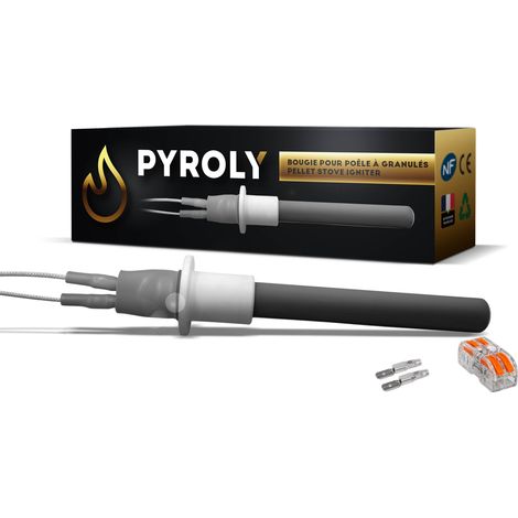 Bougie céramique d'allumage poêle à granulés - Bride - 96/76mm - Ø11,55mm - 300 W - Compatible MCZ / Cadel - Qualité supérieure avec connecteurs (1/2)
