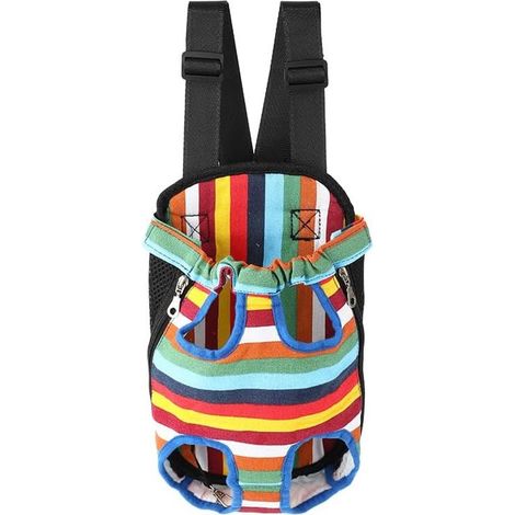 Zaino 2 in 1 per animali domestici - Borsa a tracolla convertibile per cani di piccola taglia come Yorkshire Terrier - Strisce colorate e angoli rinforzati - Taglia L (1/5)