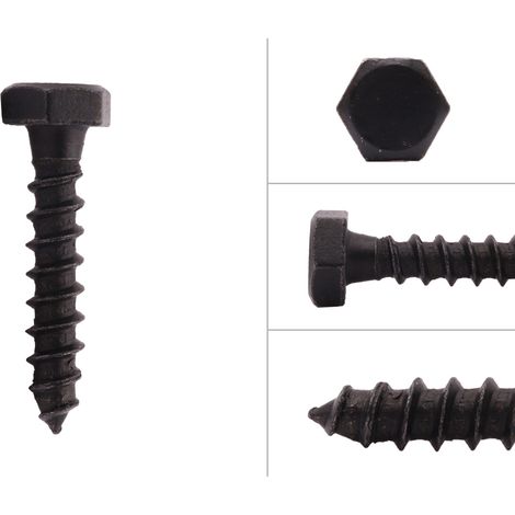 Sechskant Holzschrauben verzinkt schwarz M8 x 40 mm - Pro 25