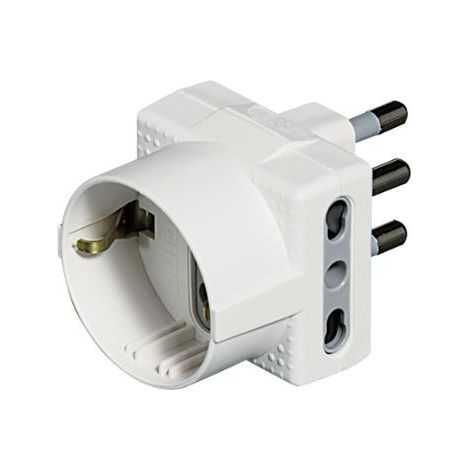 ADATTATORE TRIS 16A CON 1 SCHUKO  2 BIPASSO BIANC