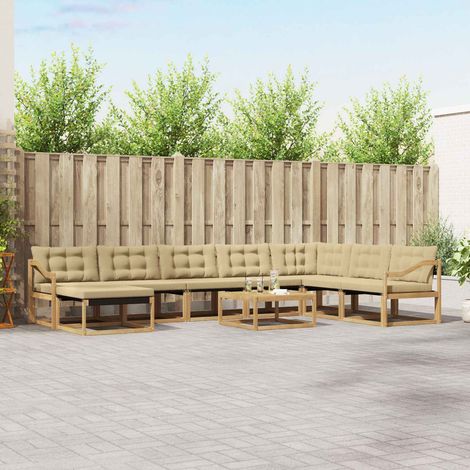 vidaXL Outdoor-Sofagarnitur 9 pcs Weiß und Beige 79 x 79 x 37 cm (1/5)