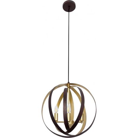 Lampe suspendue Isa 3xe14 brun/doré from FABRILAMP.