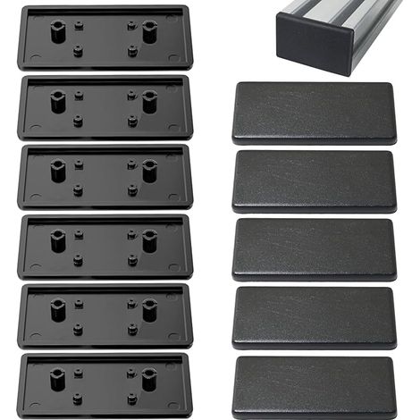 Lot de 10 embouts d'extrusion en aluminium noir pour série 4590, capuchons profilés en plastique et aluminium pour barre en T
