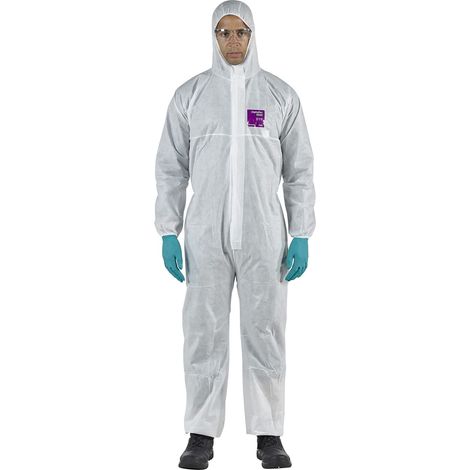 Ansell AlphaTec 1500 Modello 138, Tuta Integrale con Cappuccio, Protezione Tipo 5/6 per Usi Domestici e Professionali, Tuta Monouso Impermeabile, Uomo Donna, Bianca, Taglia S (1 Unità)