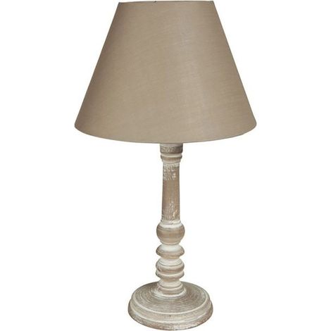 Lampe charme bois taupe (1/5)