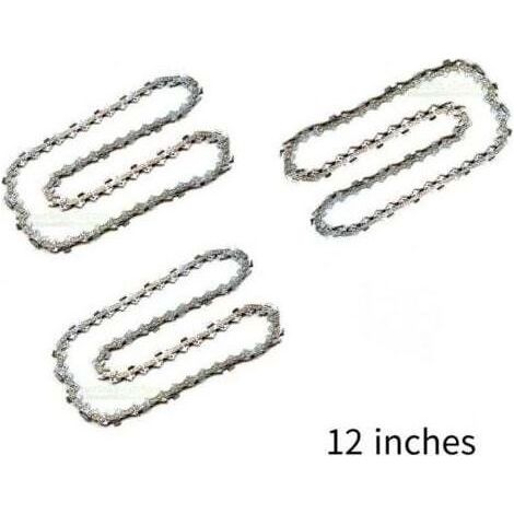 Lot de 3 Chaîne de Tronçonneuse pour Guide-Chaîne de 12" (30 cm), 45 Maillons d'Entraînement, Compatibles avec Dolmar, Echo, Bosch, Einhell et (1/4)