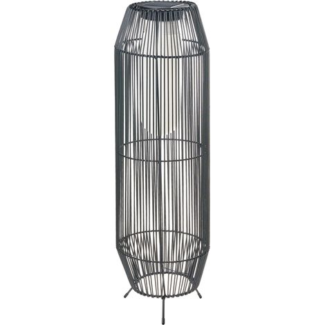Outdoor Solar Lantern Black Synthetic Material Woven Shade LED Garden Patio Energy-Efficient DONGWE