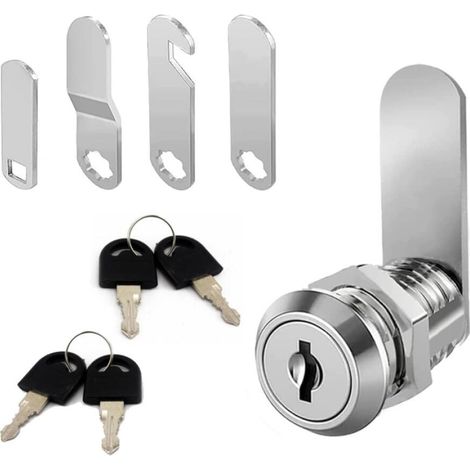 Serrure de boîte aux lettres 20mm avec 4 clés Livré avec 4plaques de verrouillage différentes, serrure à levier pour boîtes aux lettres, portes