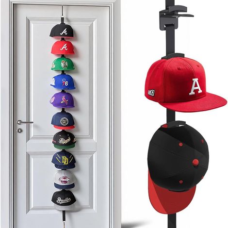 Porte-Casquettes Double Face avec 12 Crochets – Maximise l'Espace pour Ranger et Organiser jusqu'à 24 Casquettes – Idéal pour Placard, Entrée ou Dressing (1/5)