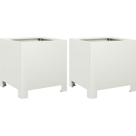 Vaso per fioriera aiuola rialzata piante fiori giardino terrazze set da 2 30 x 30 x 30 cm acciaio bianco 020038913